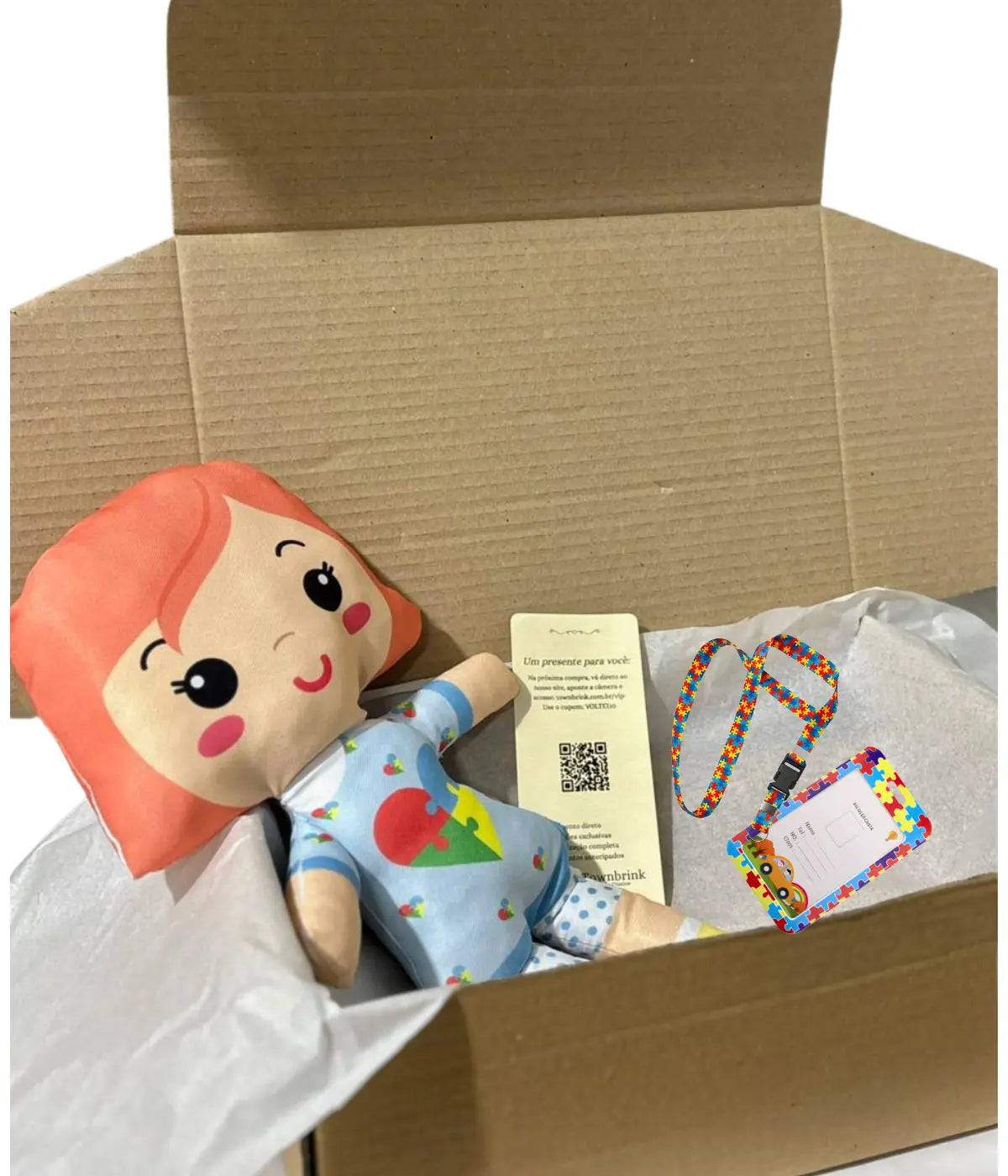 Boneca Inclusiva educativa Autismo De Pano Infantil 35cm
