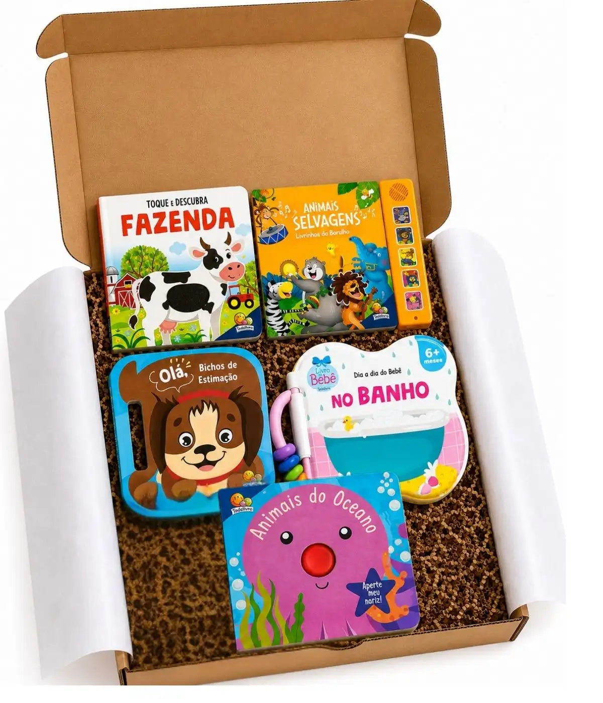 Kit presente 5 livros para bebê interativo e educativo