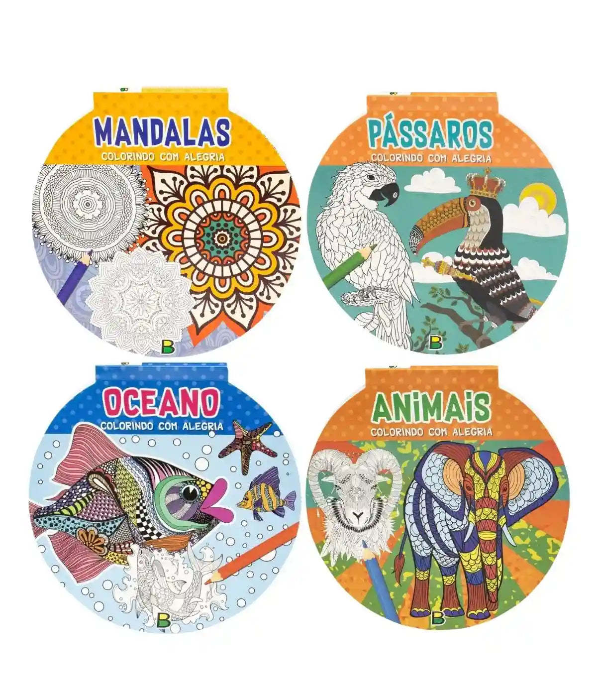 Kit Presente Livros Para Colorir Mandalas - 4 Temas Na Caixa