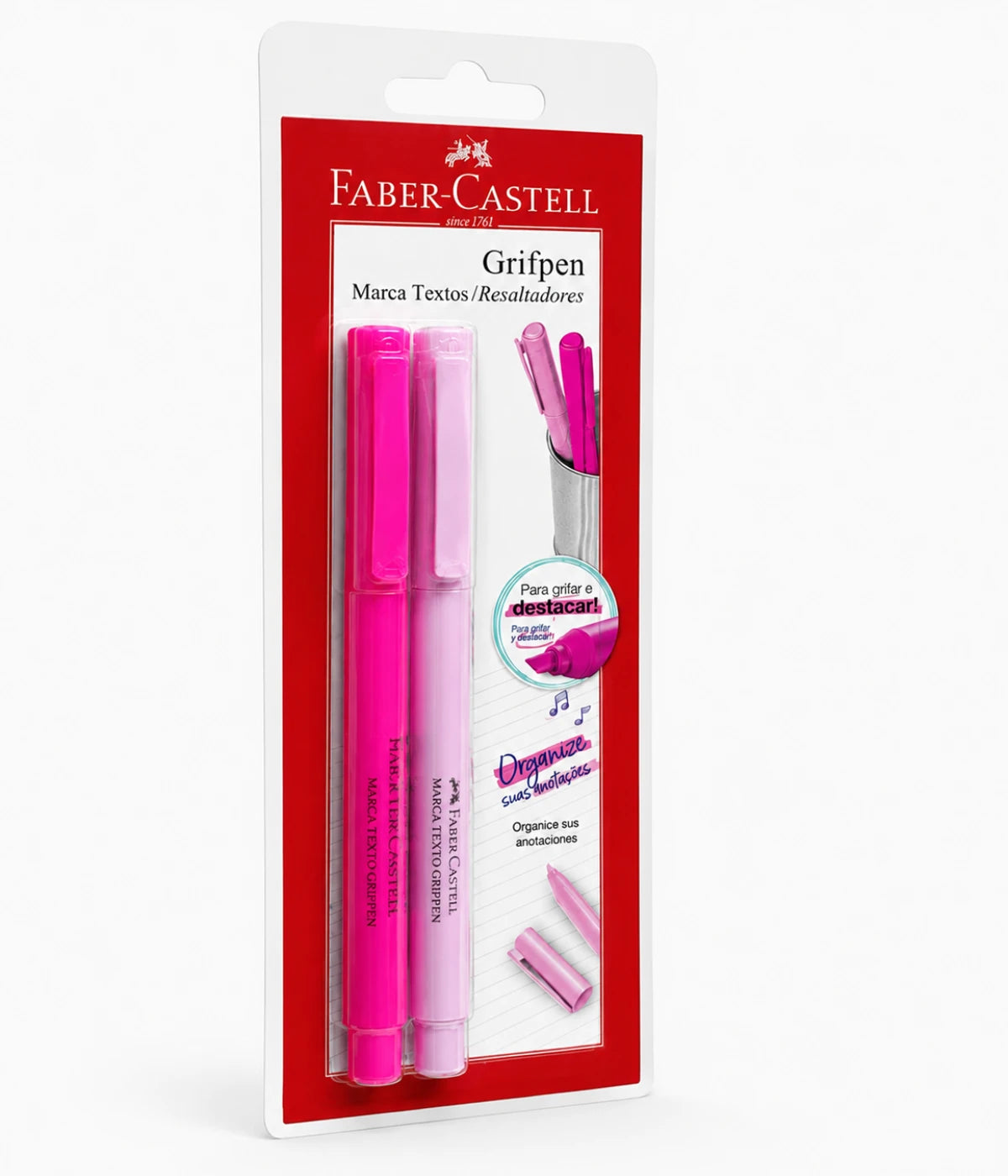 Marca Texto Rosa Faber Castell Grifpen Kit 2 Unidades