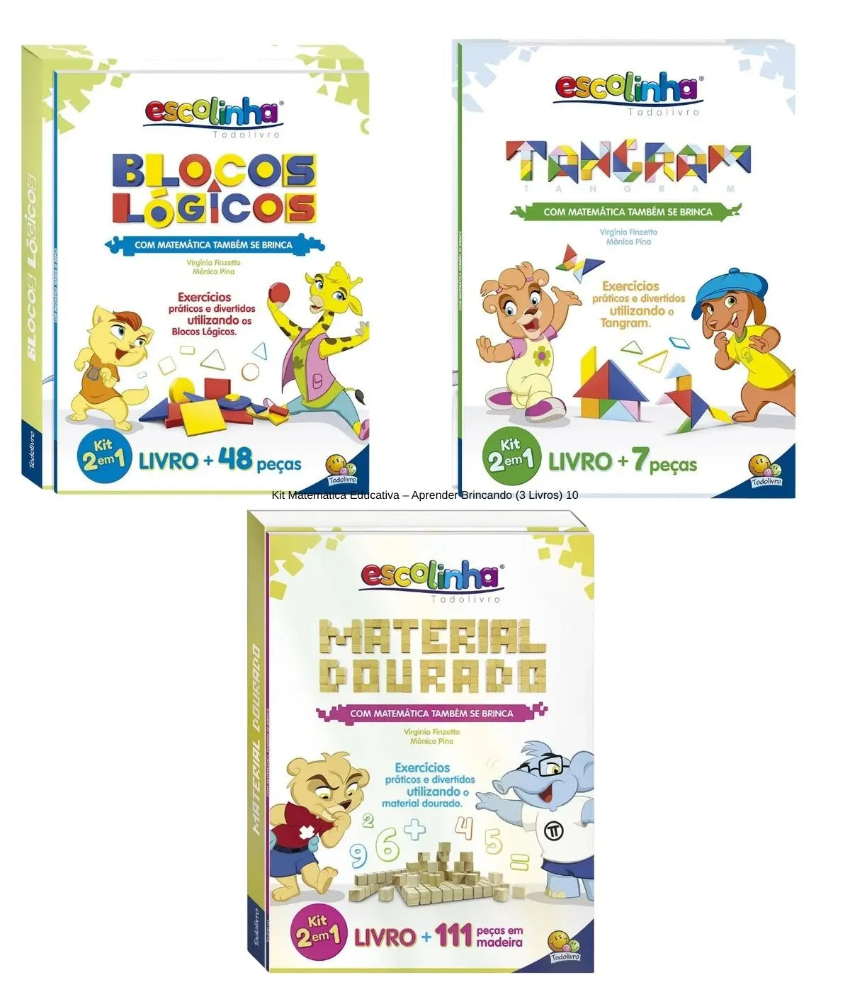 Kit Matemática Material Dourado Tangram Blocos Lógicos