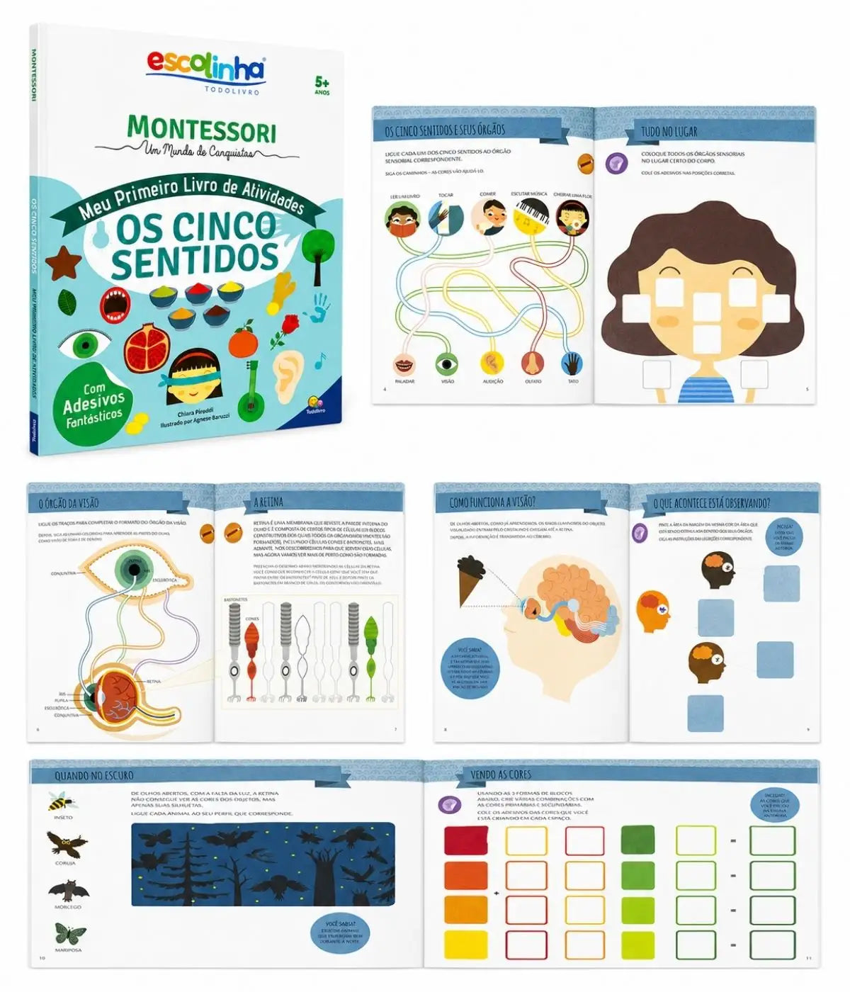 Kit Montessori 8 Livros + Livro Sensorial Infantil