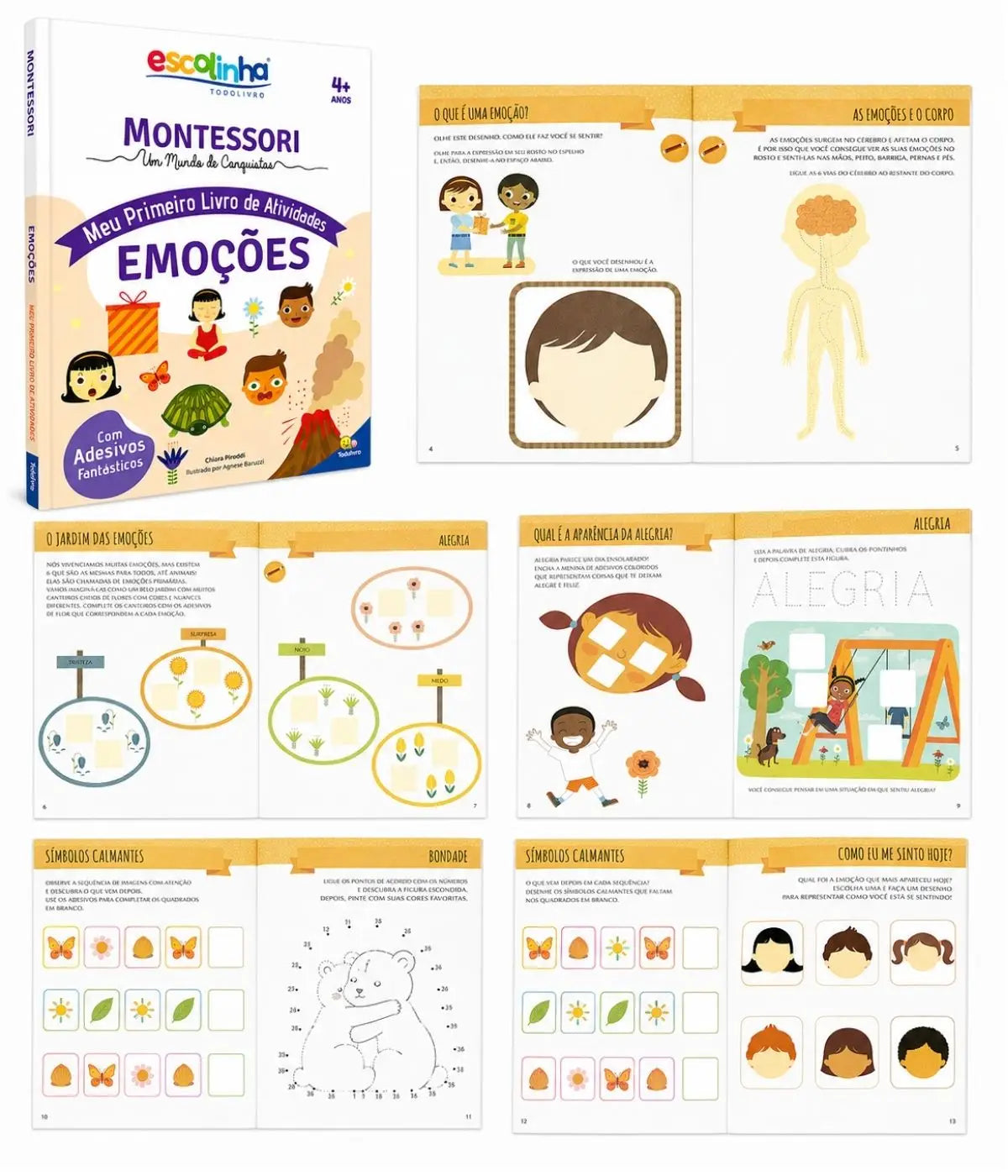 Kit Montessori 8 Livros + Livro Sensorial Infantil