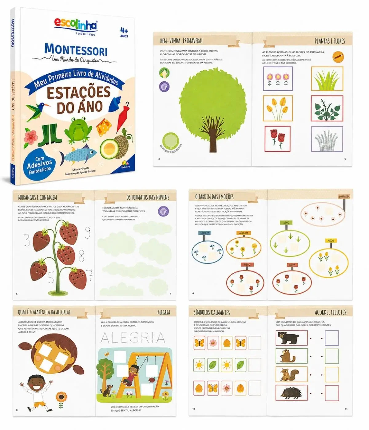 Kit Montessori 8 Livros + Livro Sensorial Infantil