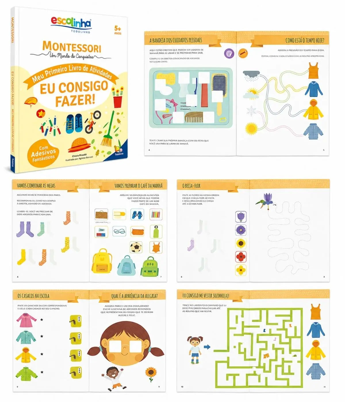 Kit Montessori 8 Livros + Livro Sensorial Infantil