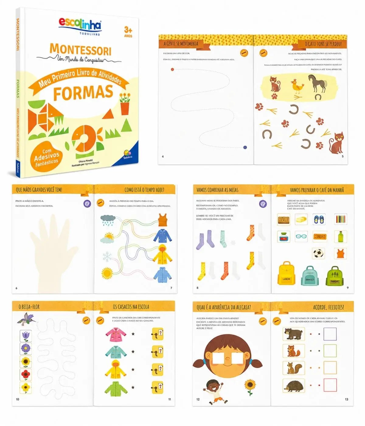 Kit Montessori 8 Livros + Livro Sensorial Infantil