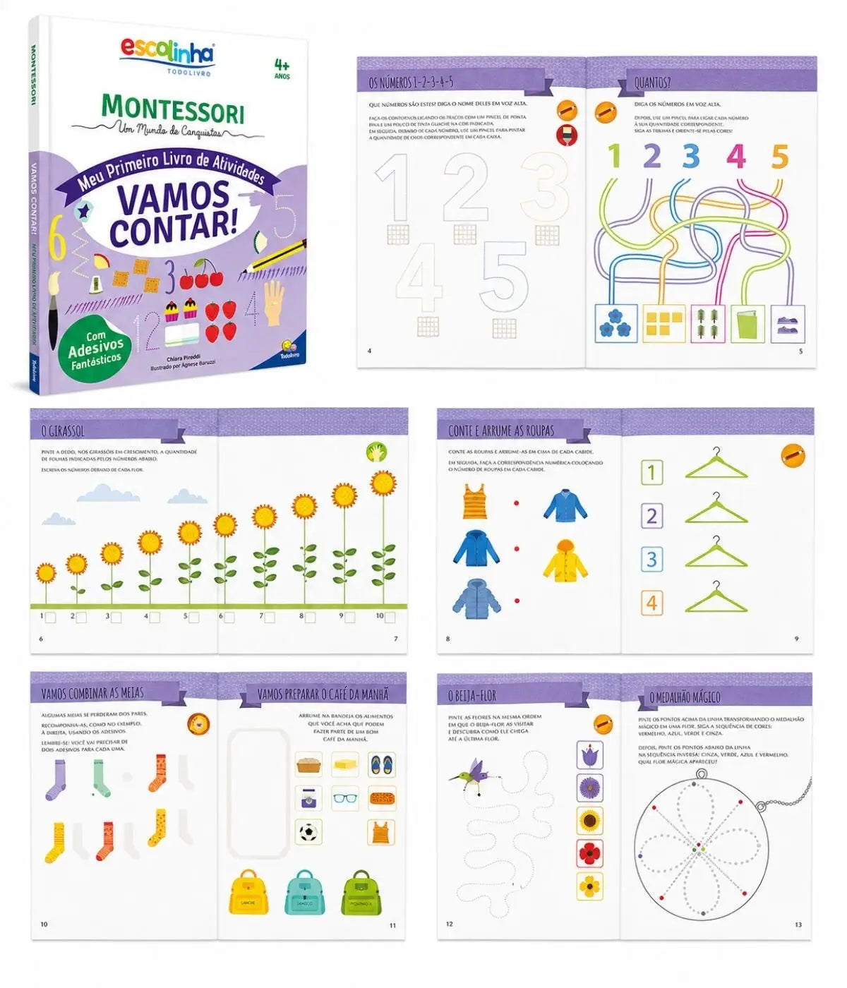 Kit Montessori 8 Livros + Livro Sensorial Infantil