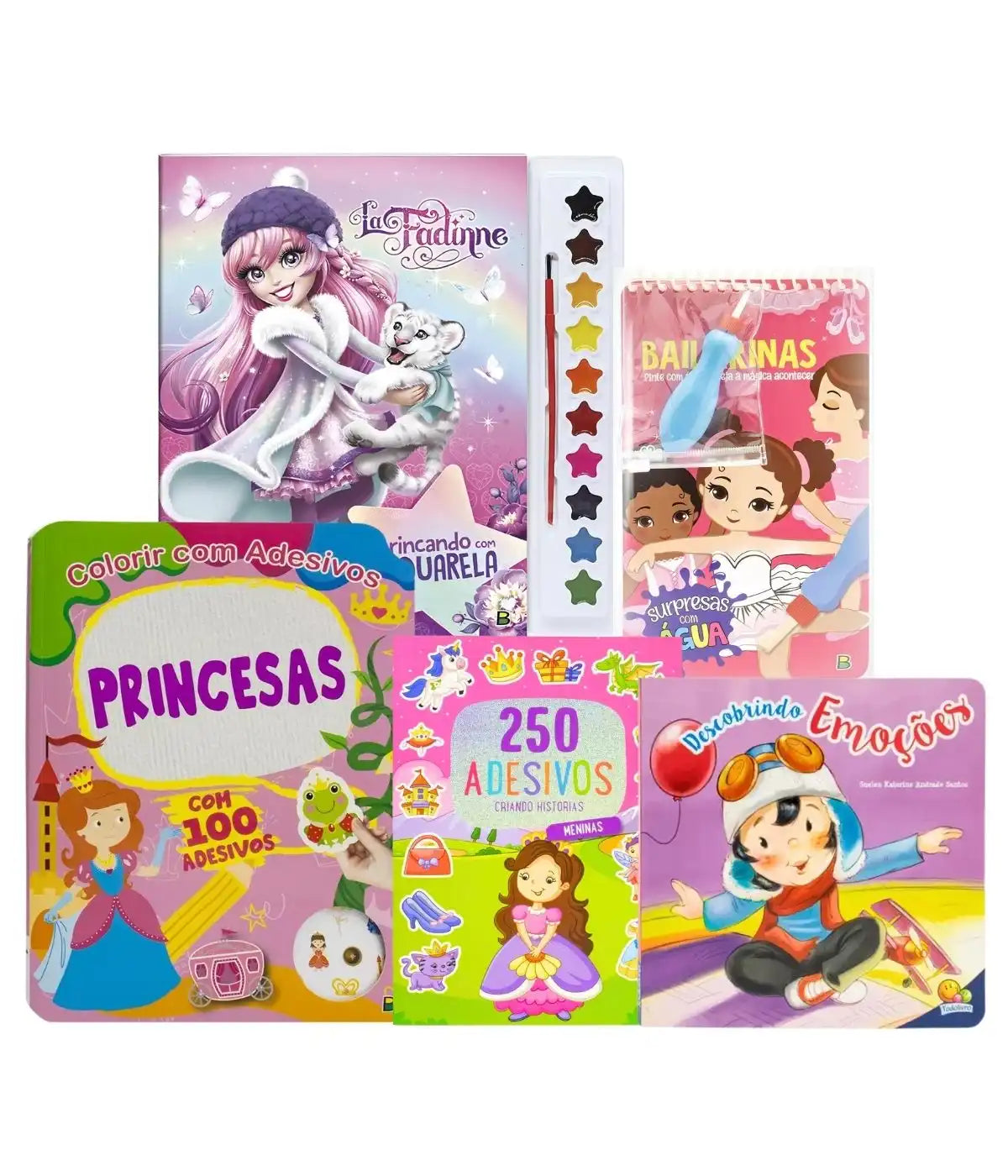 Kit presente interativo para meninas 5 livros de princesas +3anos