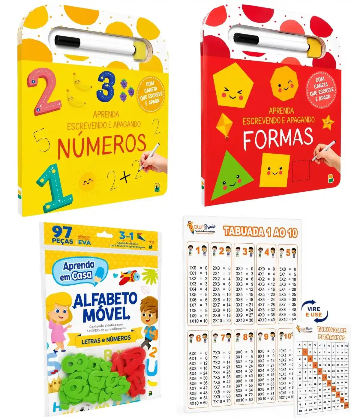 Kit Alfabetização Infantil 4 Ítens Interativos e Educativos Matemática