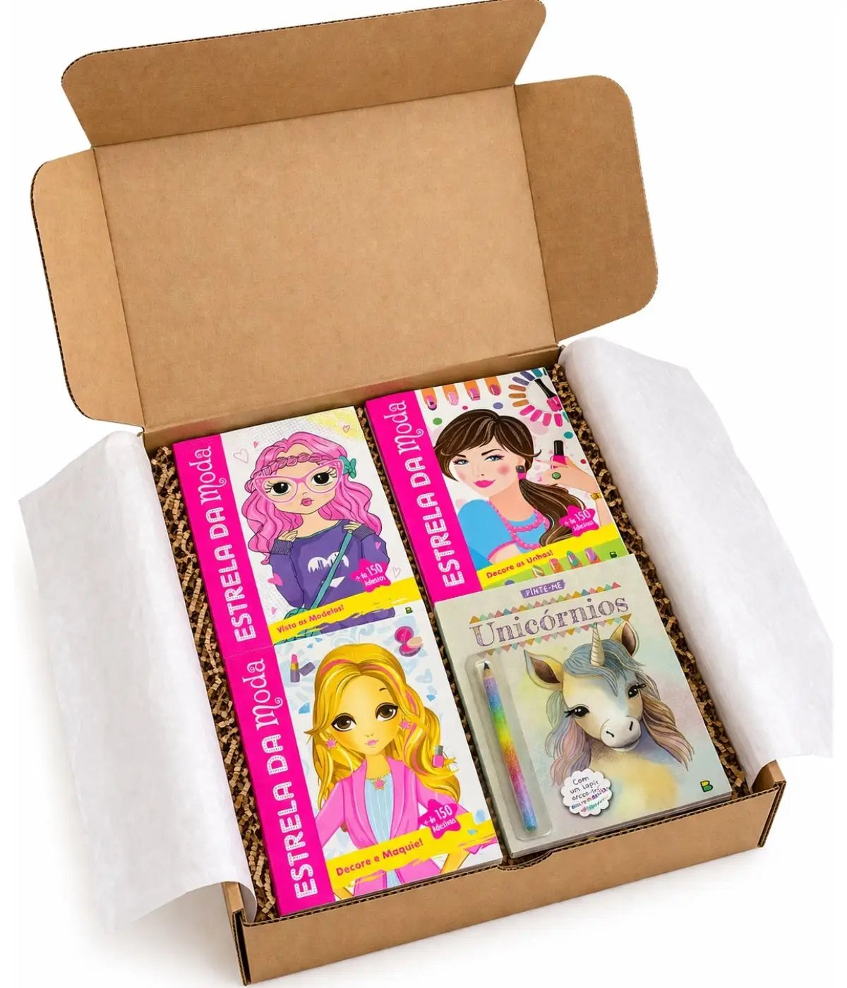 Kit presente 4 livros infantil interativo para meninas +6 anos