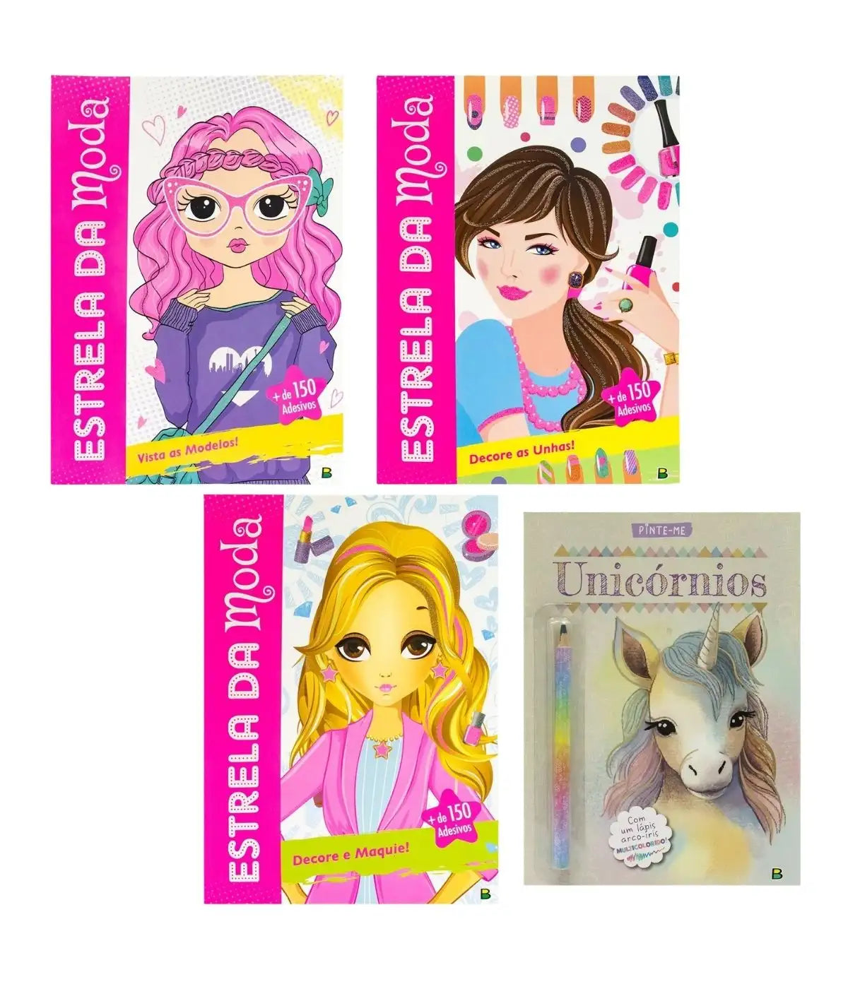 Kit presente 4 livros infantil interativo para meninas +6 anos