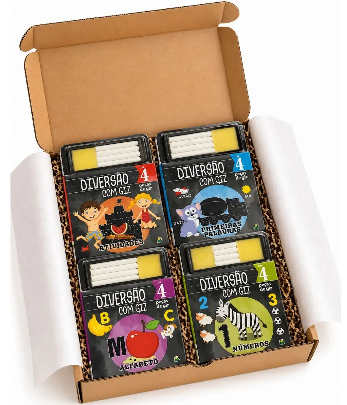 Kit Com 4 Livros Para Alfabetização Escrevendo Com Giz