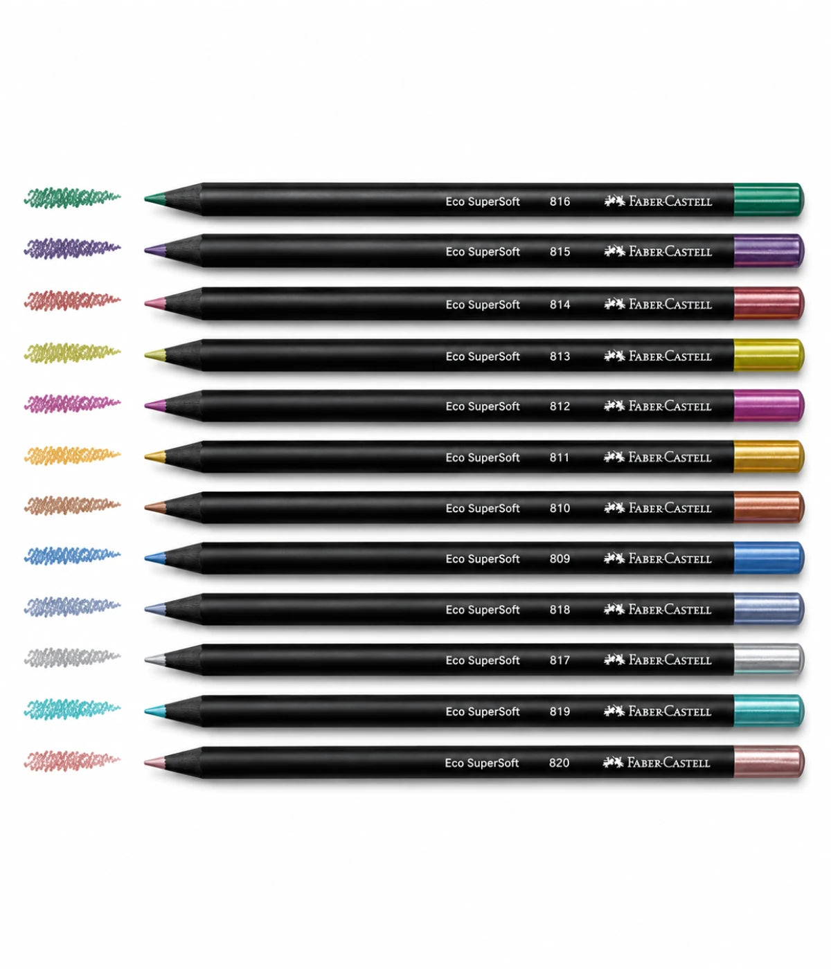 Lápis de cor 12 cores metalicas metalizados SuperSoft Faber Castell