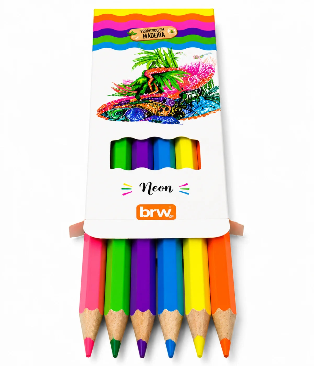 Lápis de cor Neon fluorescente caixa com 6 cores BRW