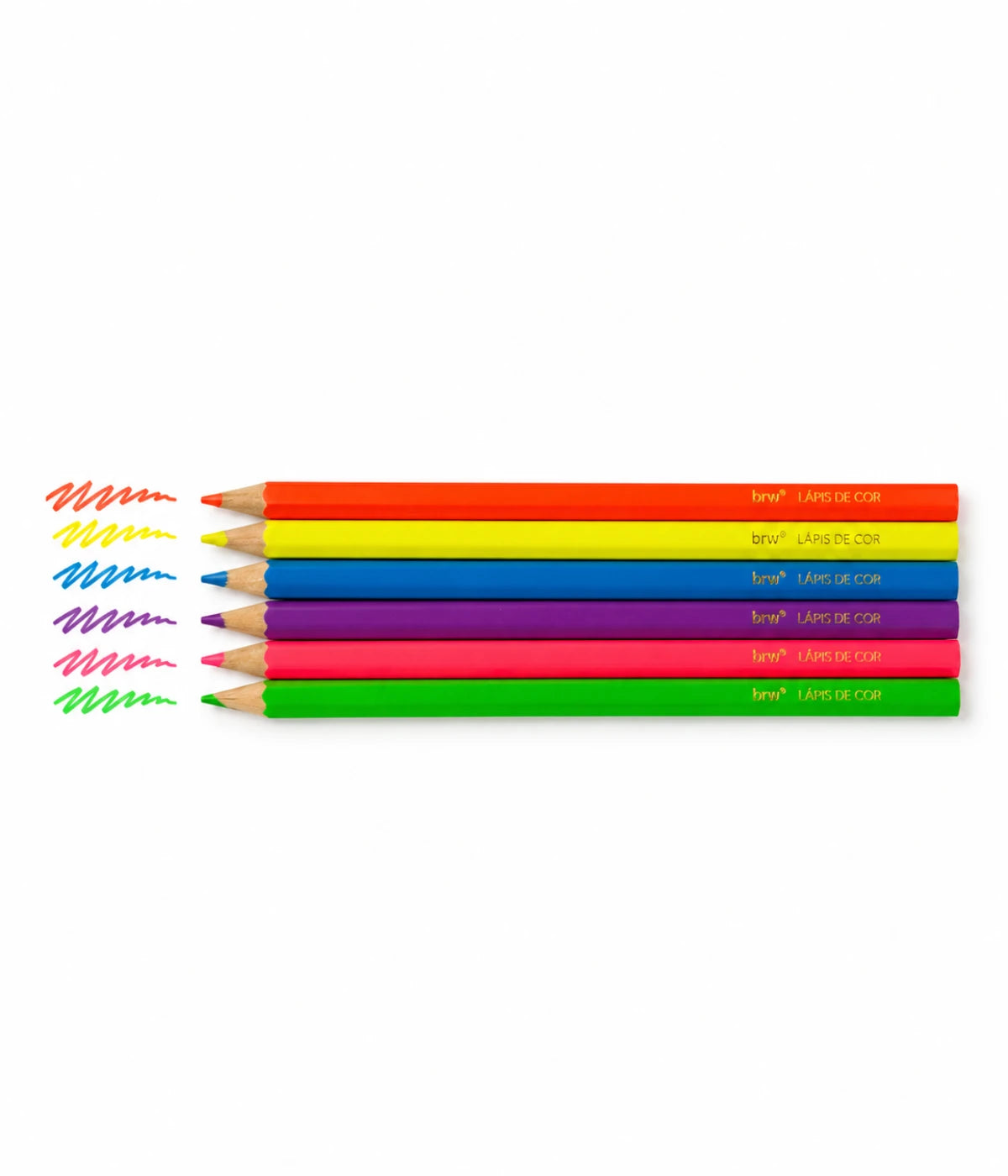 Lápis de cor Neon fluorescente caixa com 6 cores BRW