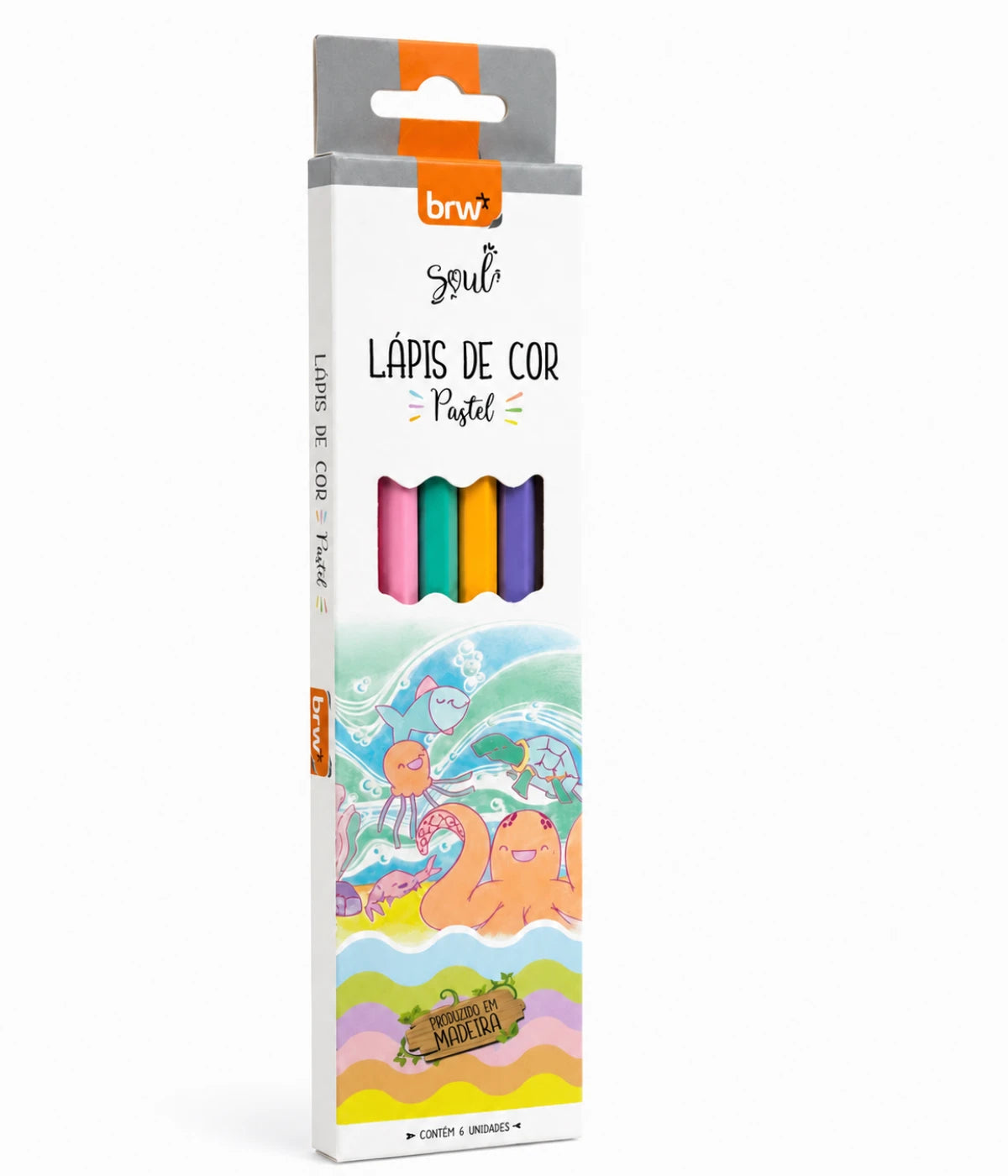 Lápis de cor Pastel caixa com 6 cores BRW