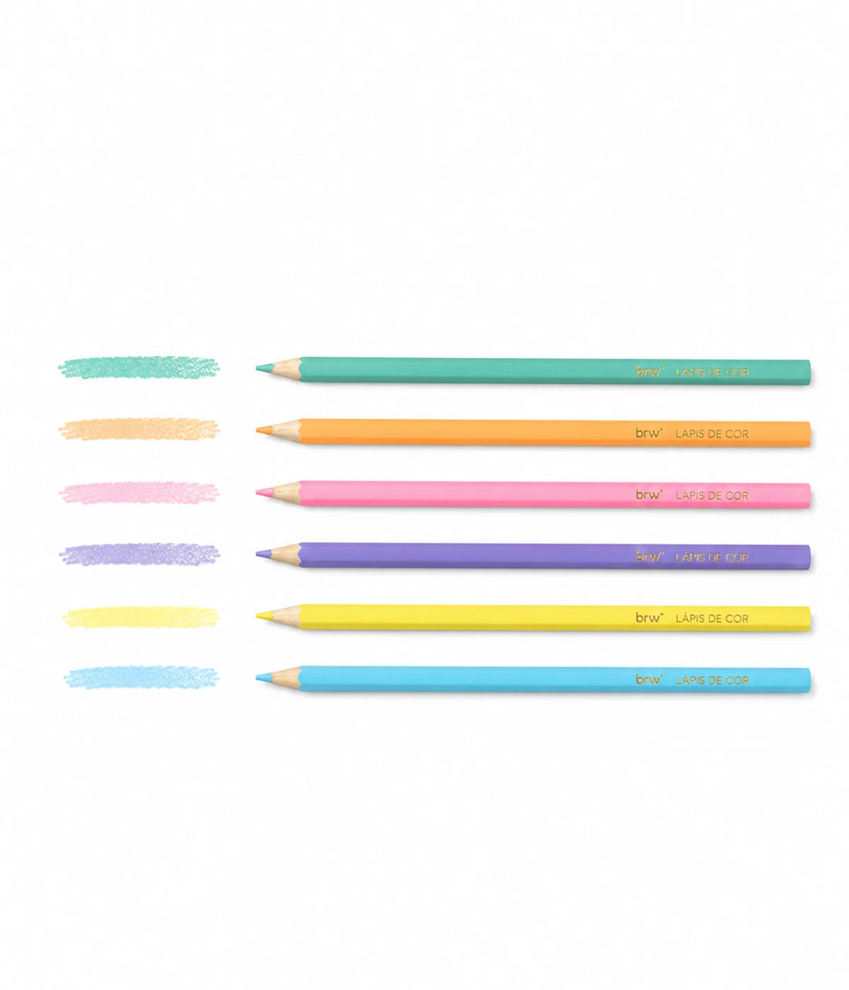 Lápis de cor Pastel caixa com 6 cores BRW