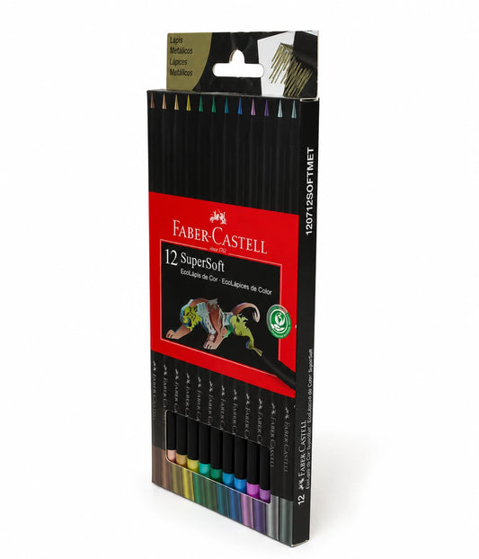 Lapis de cor metalico SuperSoft Faber Castell 12 cores