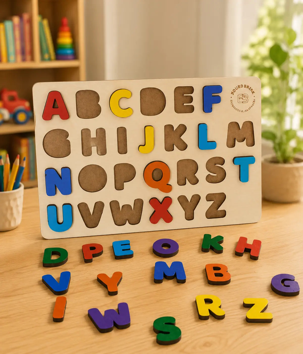 Brincando com letras alfabeto Infantil em madeira A ao Z