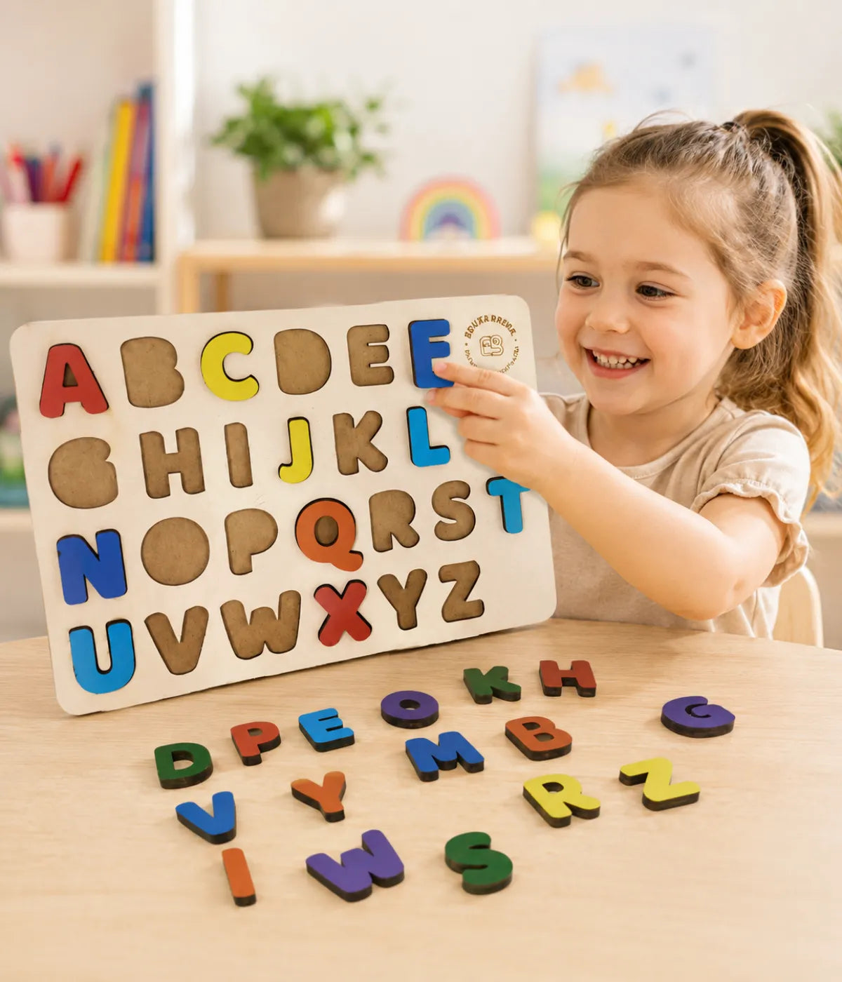 Brincando com letras alfabeto Infantil em madeira A ao Z