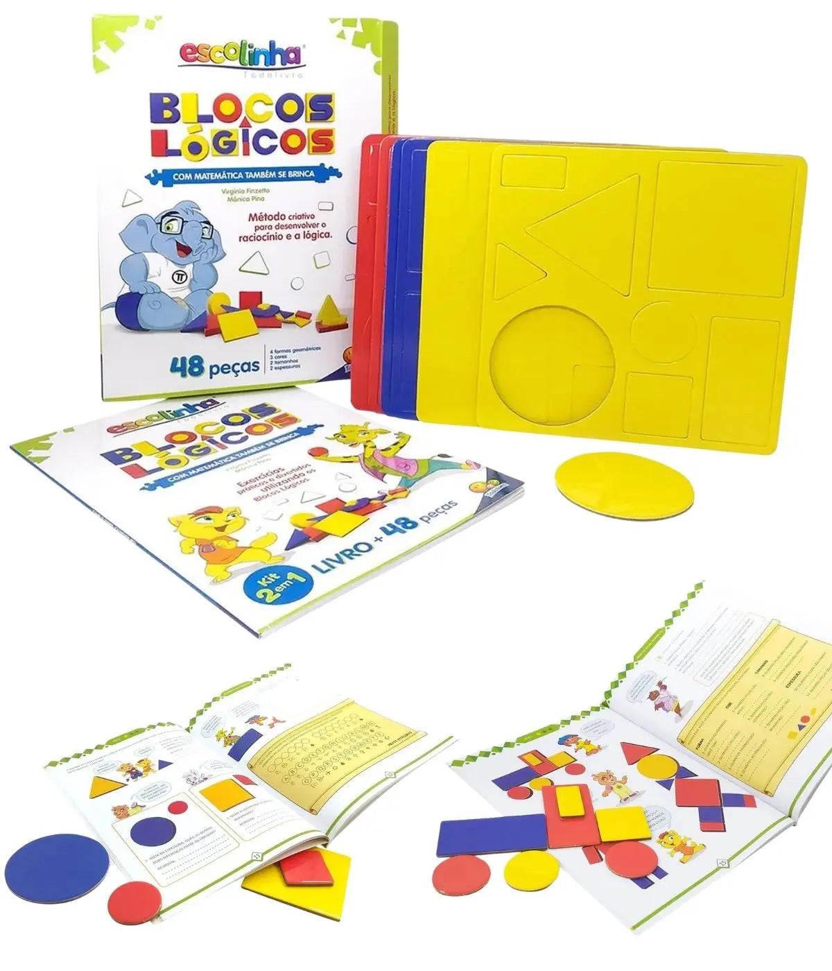 Kit Matemática Material Dourado Tangram Blocos Lógicos