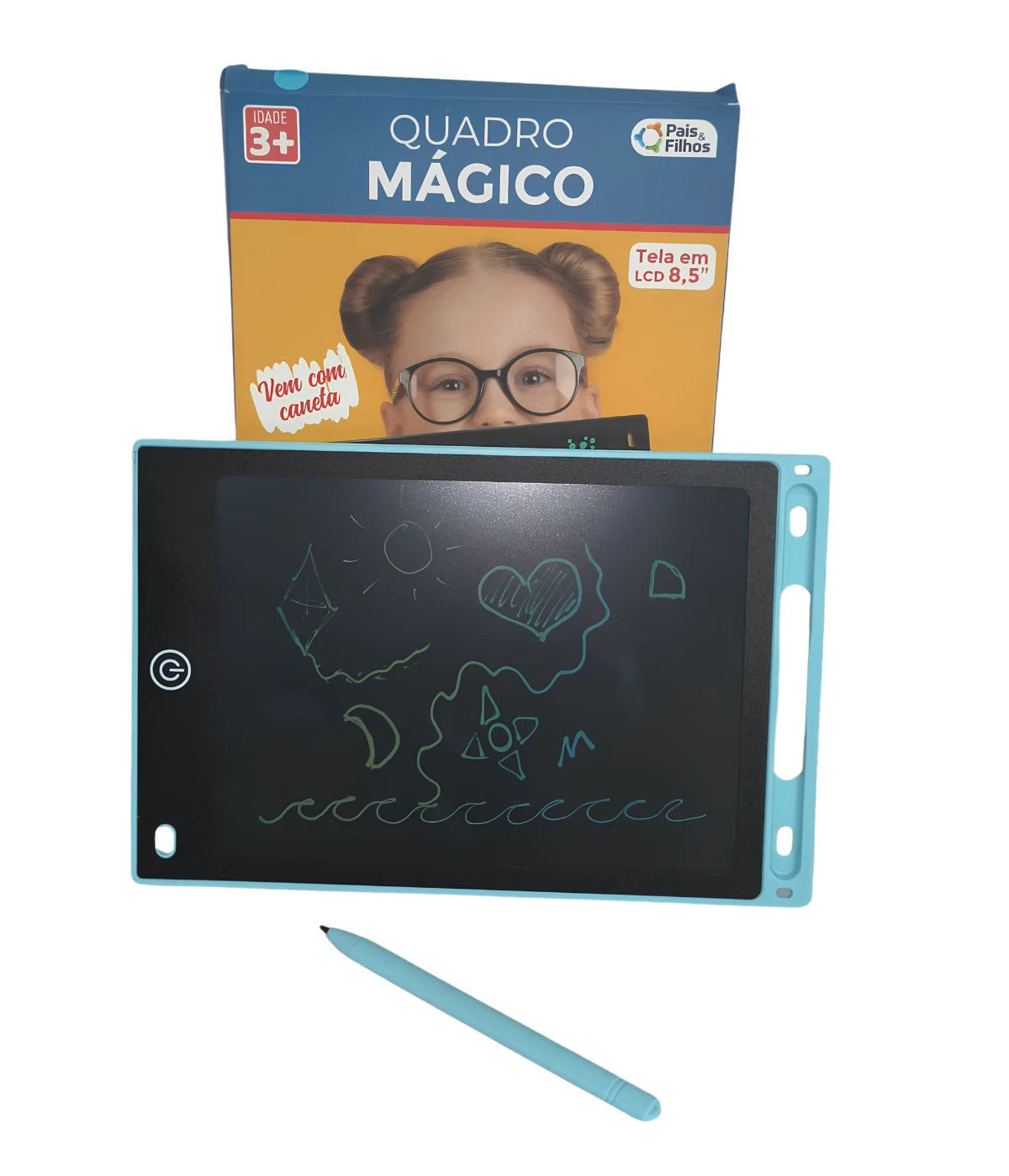 Brinquedo Lousa Mágica Infantil LCD 8,5'' Preta Pais Filhos