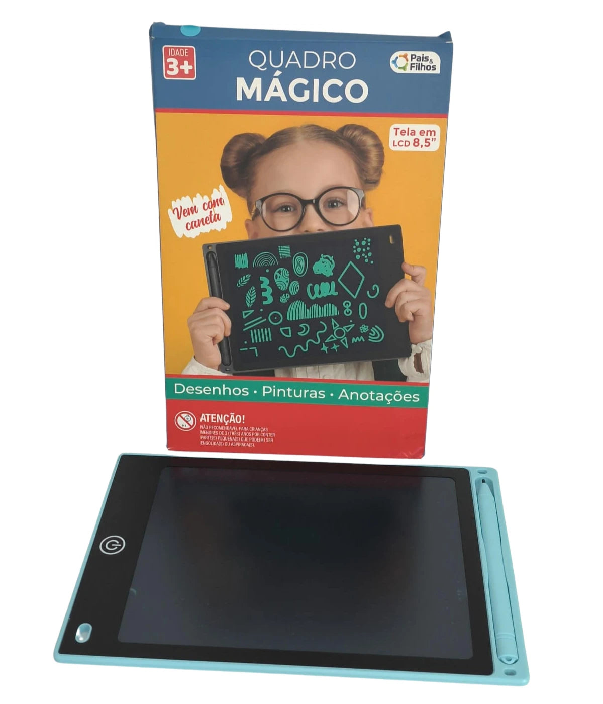 Brinquedo Lousa Mágica Infantil LCD 8,5'' Preta Pais Filhos