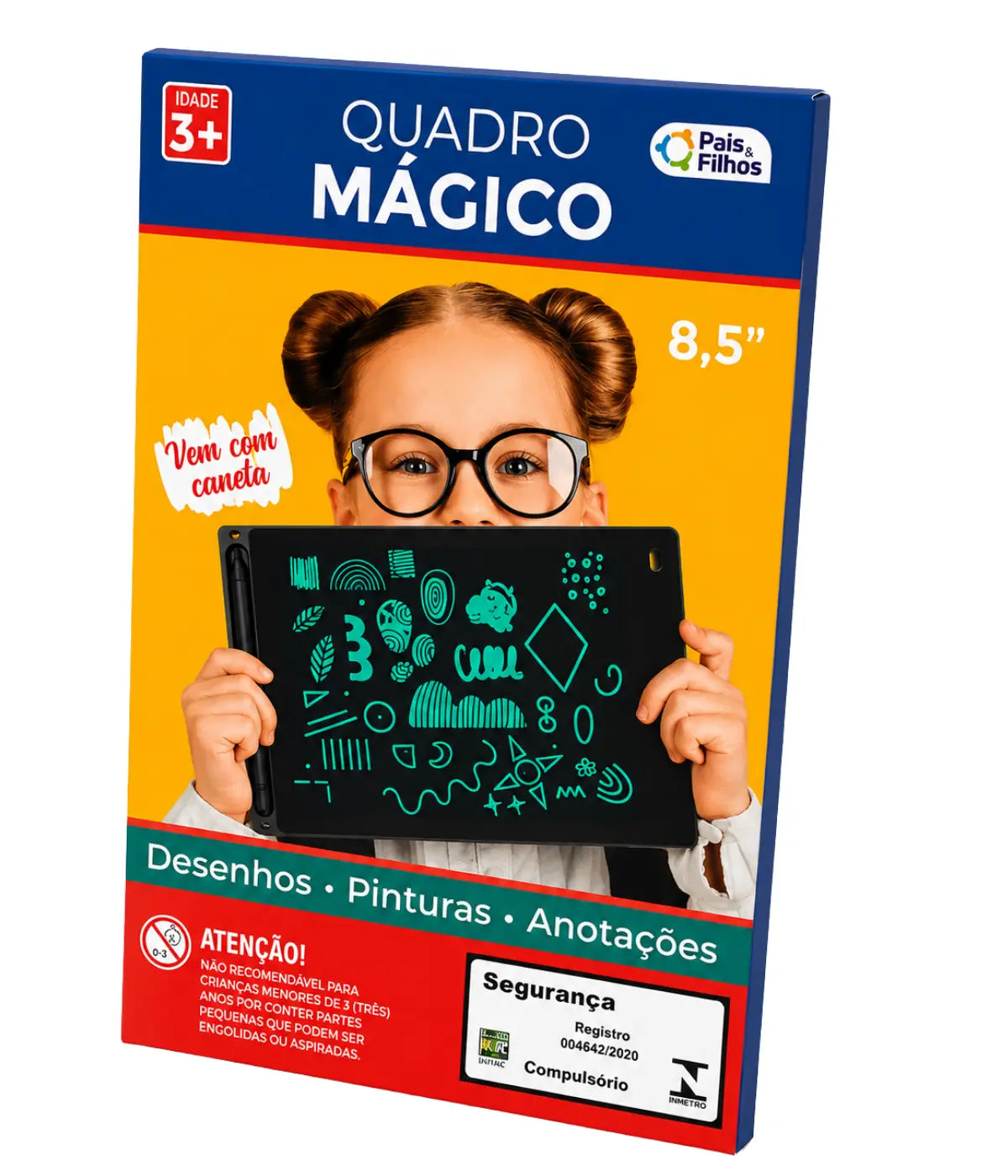 Brinquedo Lousa Mágica Infantil LCD 8,5'' Preta Pais Filhos