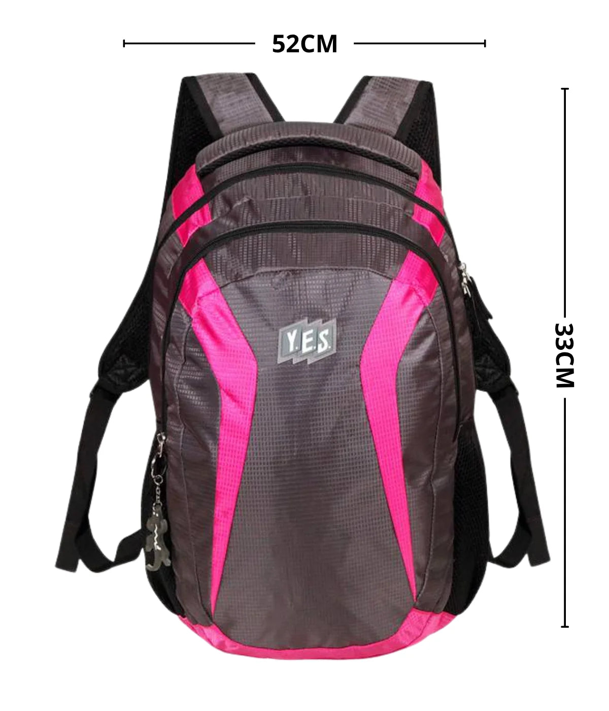 Mochila Escolar Yes 2 Compartimentos Cinza e Rosa