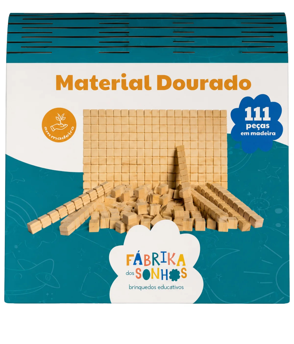 Material Dourado Madeira 111 Peças Com Estojo