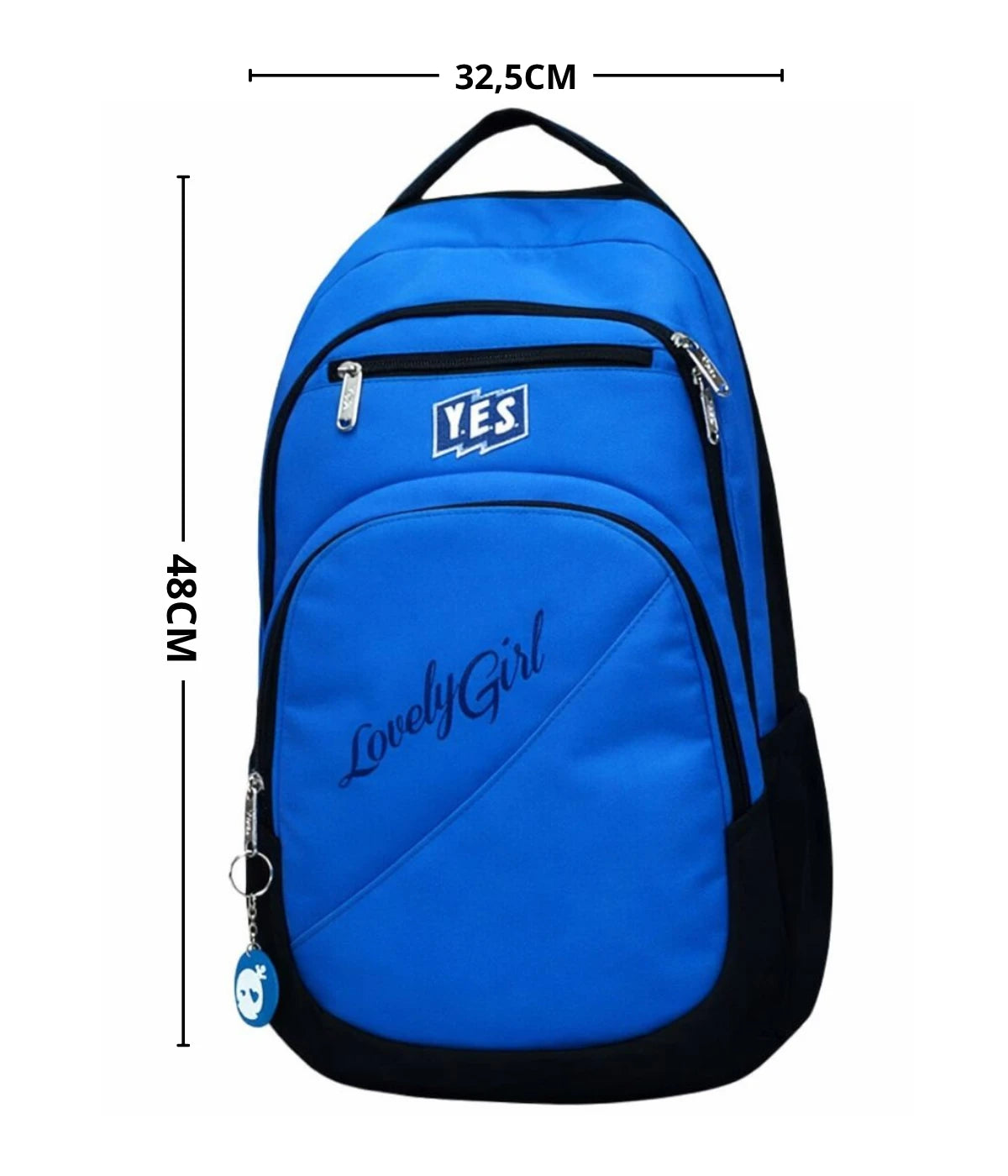 Mochila Yes Lovely Girl 2 Divisões Bolso Frontal Azul
