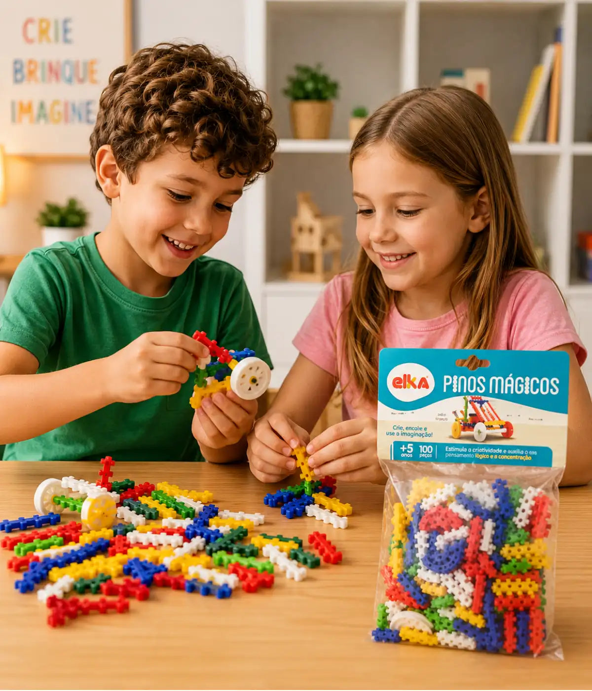 Pinos Mágicos Elka 30 Peças Brinquedo Educativo +5 Anos