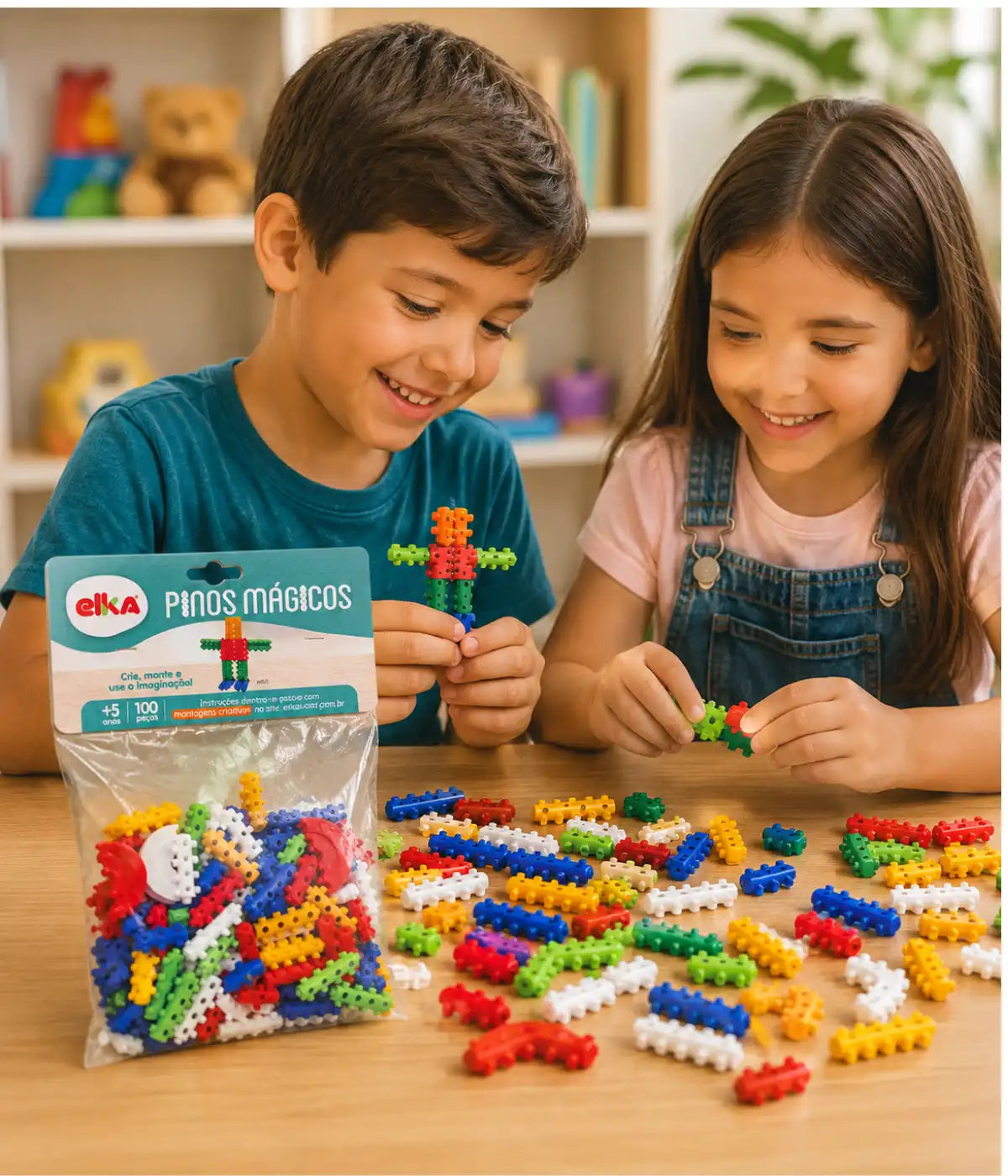 Pinos Mágicos Elka 30 Peças Brinquedo Educativo +5 Anos