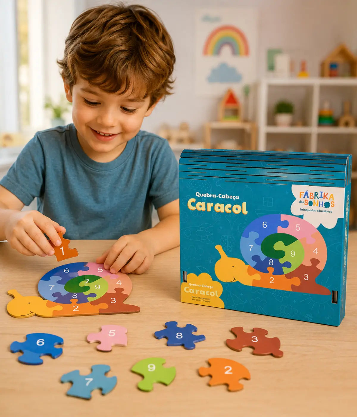 Quebra-cabeça Caracol Números MDF 6mm