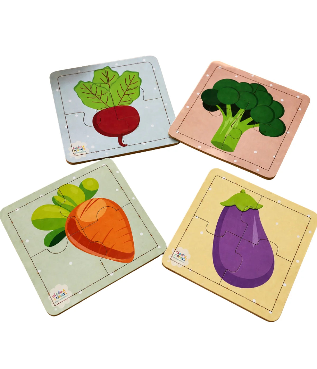 Kit 4 Quebra-cabeças Legumes Infantil 4 Peças