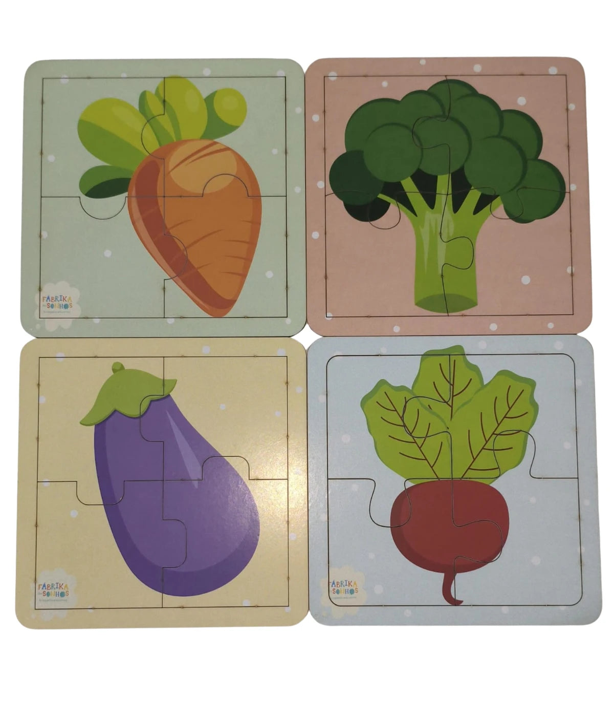 Kit 4 Quebra-cabeças Legumes Infantil 4 Peças