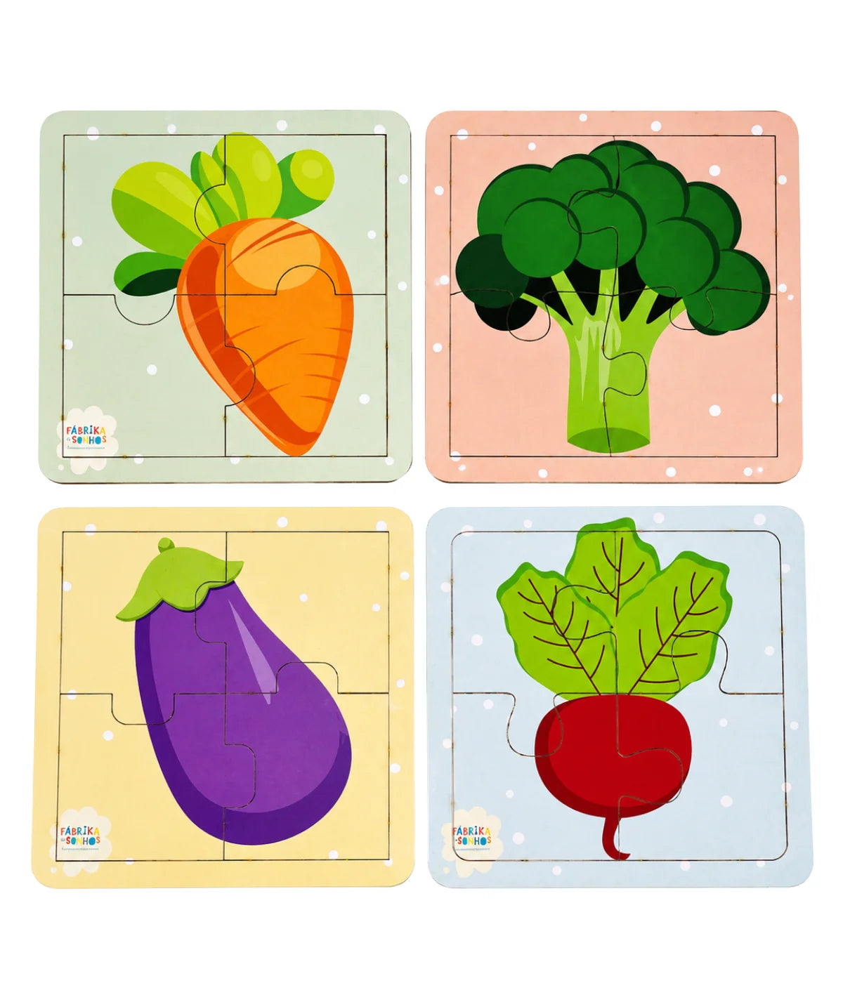 Kit 4 Quebra-cabeças Legumes Infantil 4 Peças