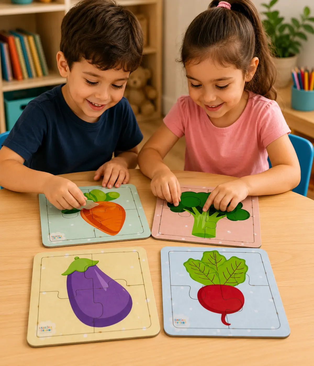 Kit 4 Quebra-cabeças Legumes Infantil 4 Peças
