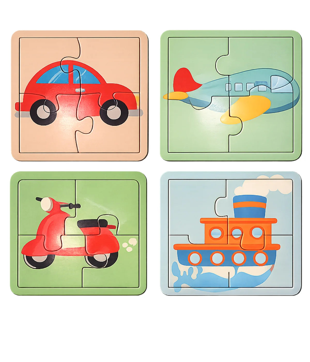 Kit 4 Quebra-cabeças Transporte Infantil 4 Peças
