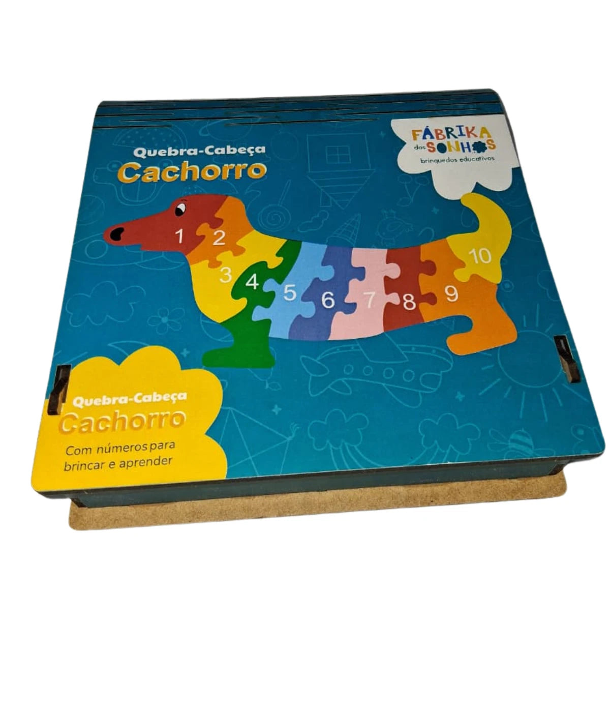 Quebra-cabeça Cachorro Números MDF 9 Peças