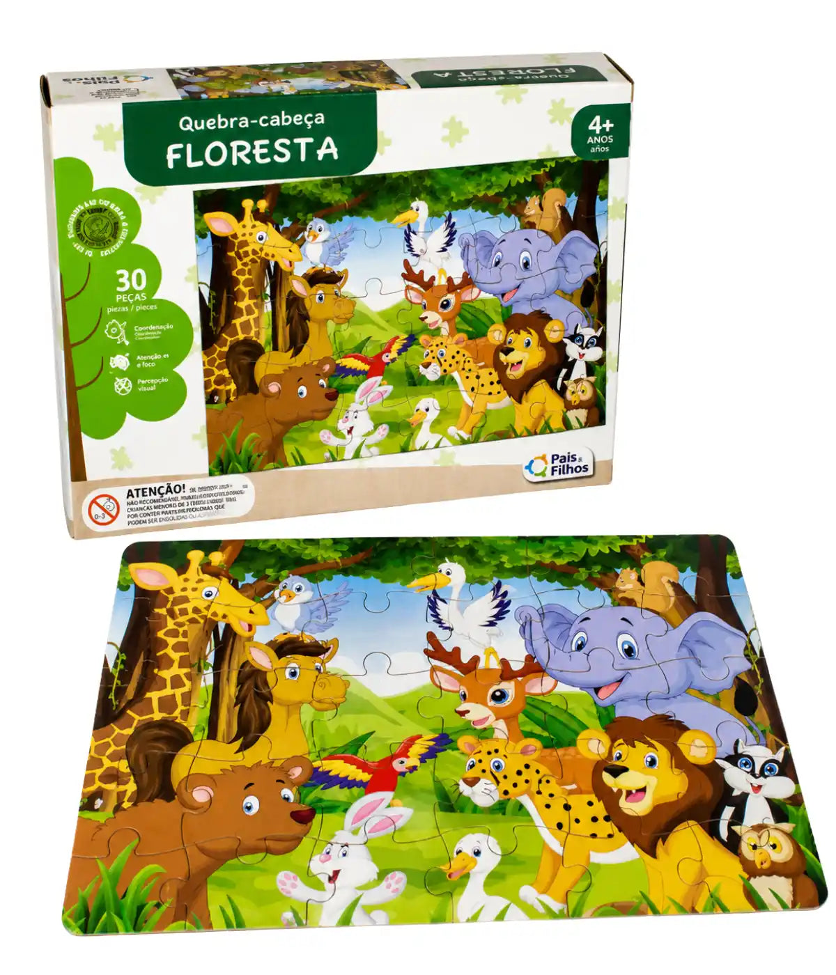 Quebra-cabeça Floresta Infantil 30 Peças Madeira Mdf