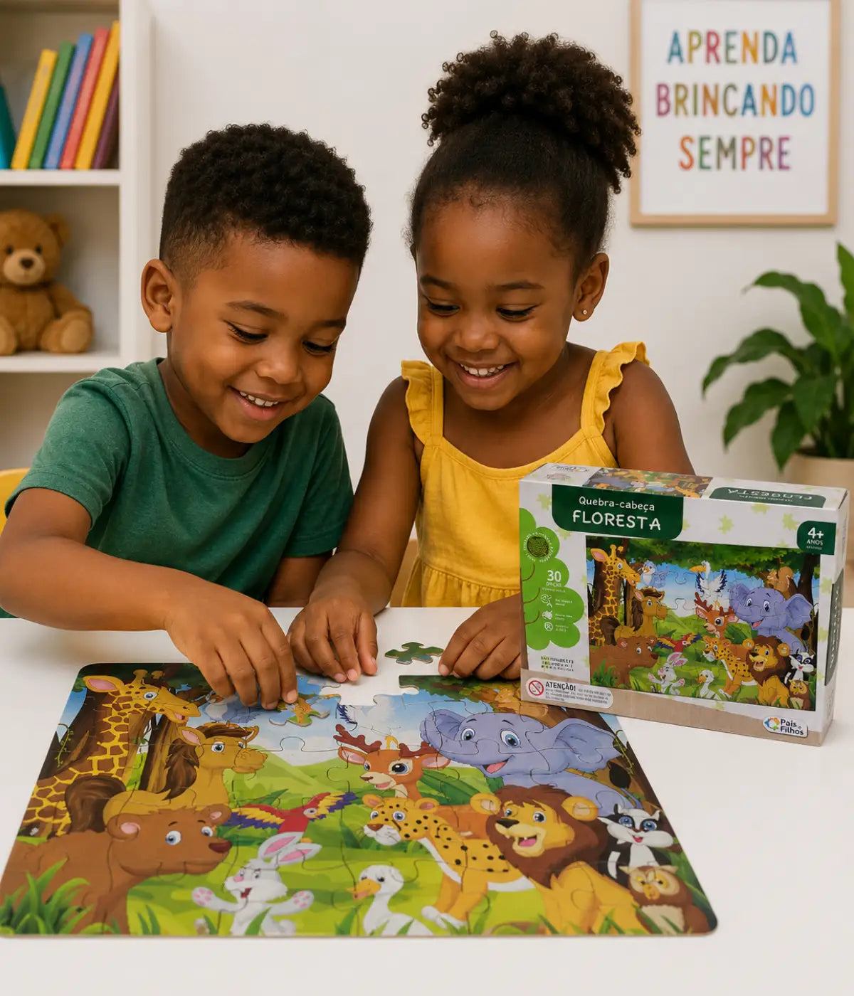 Quebra-cabeça Floresta Infantil 30 Peças Madeira Mdf