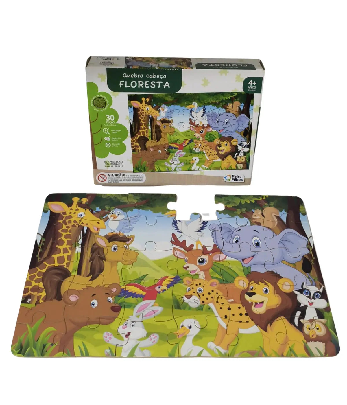 Quebra-cabeça Floresta Infantil 30 Peças Madeira Mdf