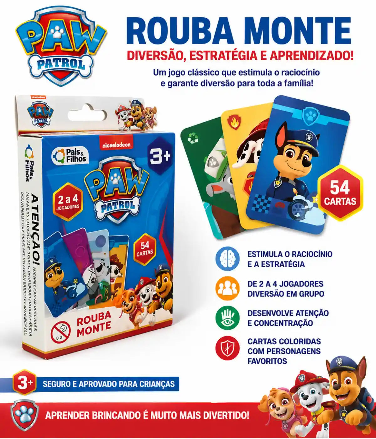 Jogo Rouba Monte Patrulha Canina Infantil +3 Anos