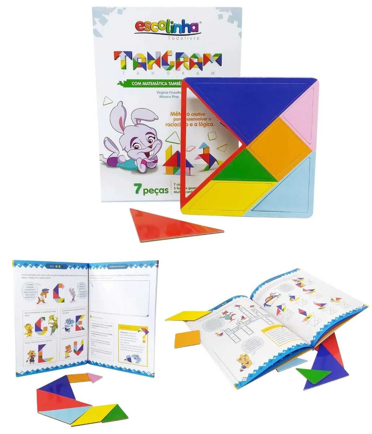 Kit Matemática Material Dourado Tangram Blocos Lógicos