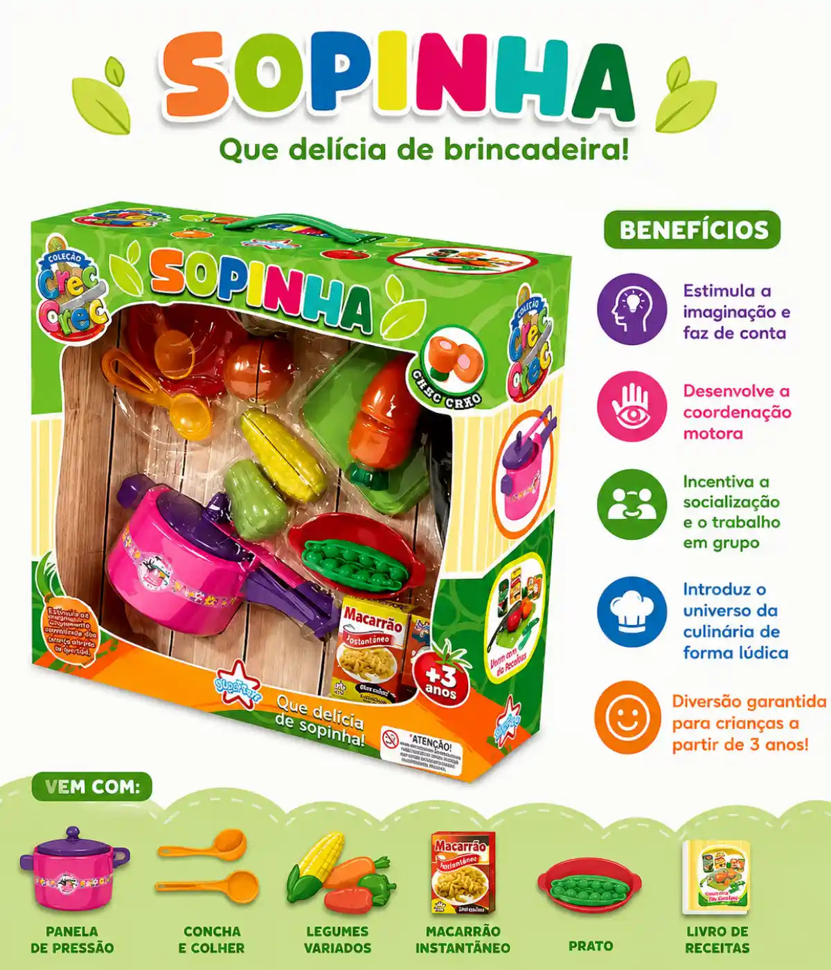 Brinquedo Kit Cozinha Infantil Sopinha Com Velcro Big Star