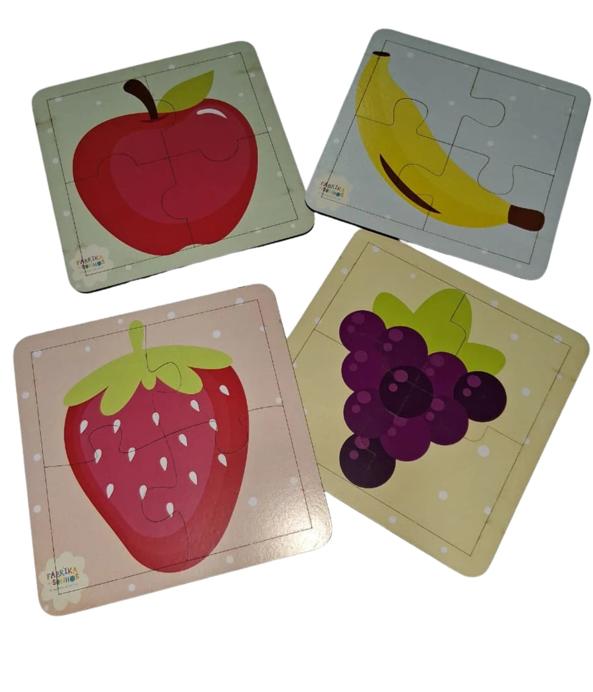 Kit 4 Quebra-cabeças Frutas Infantil 4 Peças