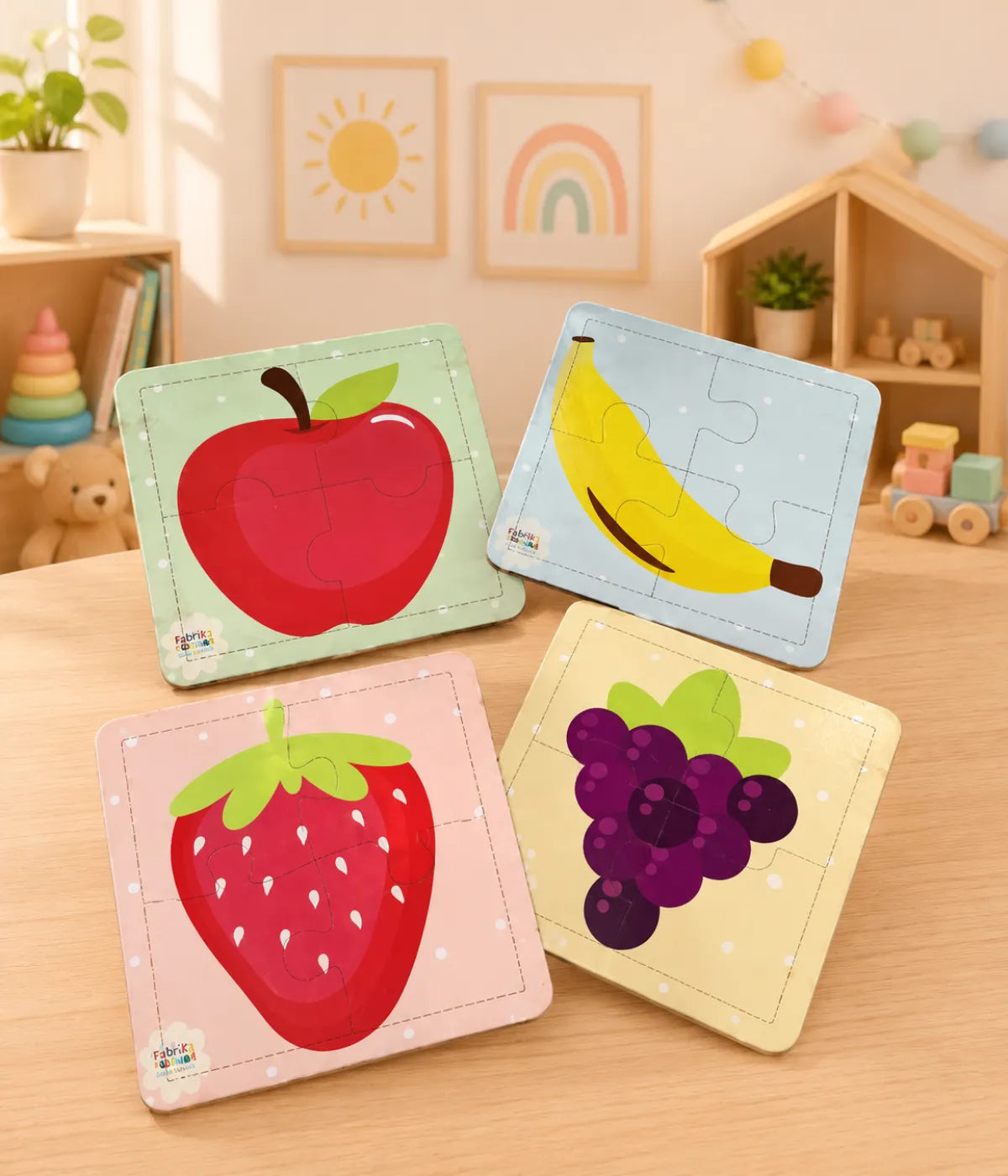 Kit 4 Quebra-cabeças Frutas Infantil 4 Peças