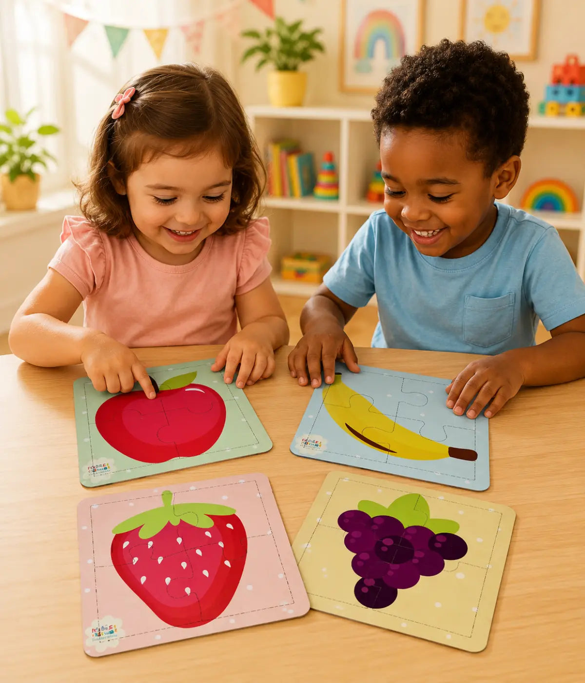 Kit 4 Quebra-cabeças Frutas Infantil 4 Peças