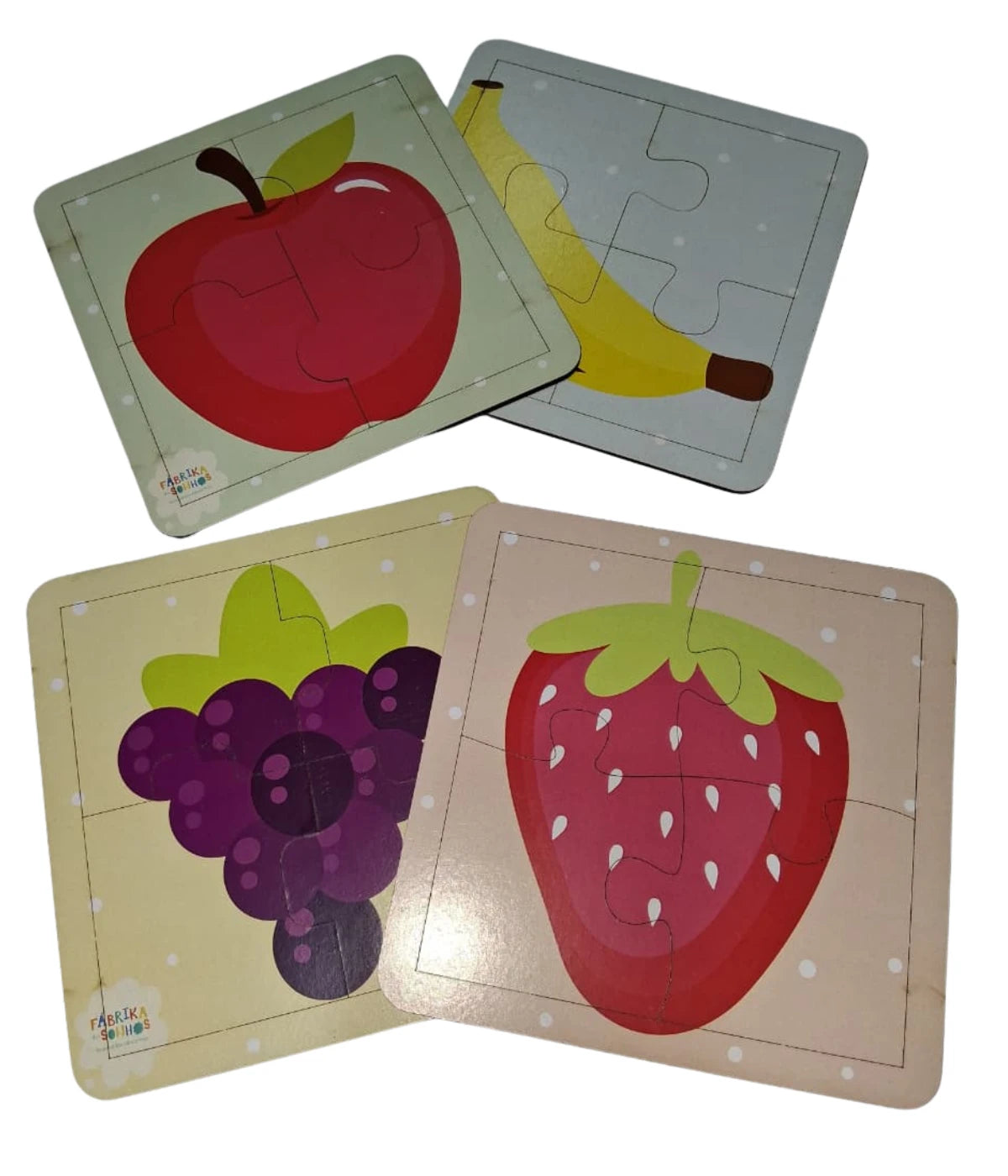Kit 4 Quebra-cabeças Frutas Infantil 4 Peças